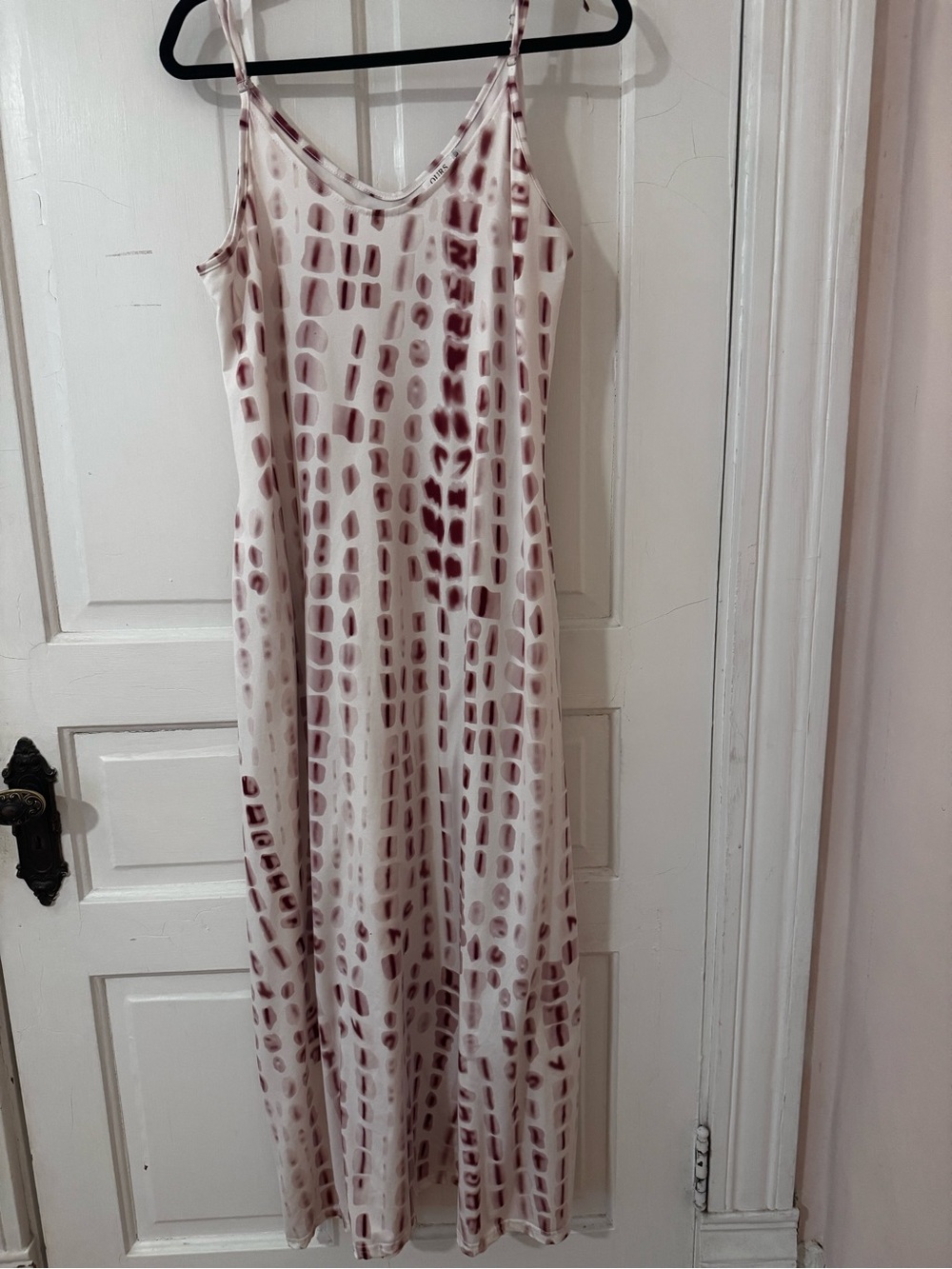 Cream Maxi Slip Dress with Mauve Geo Print